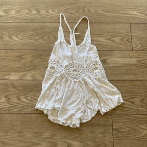 Free People White Macrame Tank Top